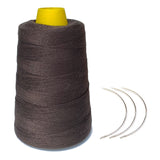 Young Hair Thick Human Hair Sewing Thread with 3pcs Curl Needles Wig Making Thread 1000 Yards (Dark Brown) 140g