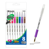 BAZIC Ballpoint Pen Prima 8 Color Stick Pens, Soft Grip 1.0 mm Bold Point Smooth Writing, for Office School Teacher (8/Pack), 1