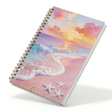 sdfkmlcdl Pink Pastel Coastal Beach Spiral Notebook, Preppy Beach Aesthetic Journal for Women, Beach Lover Gifts, Coastal Starfi