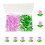 Flower Beads, 100 Sets (200pcs) Purple Tulip Flower Crystal Glass Beads, Loose Bead with Hole for DIY Jewelry Making Bracelets N