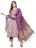 Anni Designer Women'S Rayon Blend Straight Printed Kurta With Pant & Dupatta (Madhu Yellow-Vks02_S_Yellow_Small),Yellow,S,,,