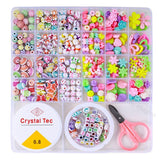 GKaruna Diy Bracelet Making Kit For Girls, Beads Kit & Jewelry Craft Set With Charms, Scissors & Elastic String, Plastic Beads