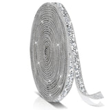Tetutor 5 Yards Self Adhesive Rhinestone Ribbons, Sliver Rhinestone Strips, Diamond Crystal Rhinestone Ribbon Roll Stickers Glit