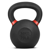 Yes4All Powder Coated Cast Iron Kettlebell Single Dark Red - 36 KG / 79 LB Strength Training Kettlebells Weight Set for Full Bod