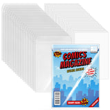 VOKOY 25 Sets Current Size Comic Book Bags and Boards, Reusable Transparent Comic Book Sleeves with Double-Sided White Cardboard