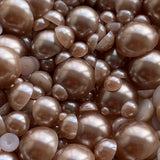 Sqqzuie 1500PCS 3-14mm Brown Flatback Pearls, 150g Half-Round ABS Pearls for DIY Crafts, Nail Art, Jewelry Making,Galss Cup, Tum