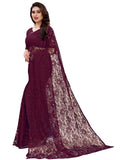 Satrani Womens Dyed Perl Rasel Net Saree (2135St183_Wine)