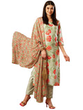 Gosriki Women'S Cotton Blend Straight Printed Kurta With Pant & Dupatta (Fataki Green-Nw-Gs_Xl_Green_X-Large),Green,,B0CTHXLVW8