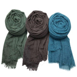 Icw WomenS Premium Wrinkle Ironless Crinkled Cotton Hemp Summer Scarf Stoles Shawl Head Scarves For Girls (Pack Of 3 C)