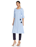 Aurelia Women'S Cotton Kurta With Pant (21Onas12608-702671-Blue-M_Powder Blue_M)