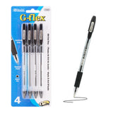 BAZIC GFlex Black OilGel Ink Pen w/ Cushion Grip (4/Pack)