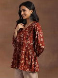 Libas Women'S Cotton Printed Regular Kurti (29127 Rust Rust Xl