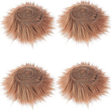 GORGECRAFT 4 Rolls 3.54~6 Inch Shaggy Plush Faux Fur Fabric Precut Strips Artificial Wool Gnome Beard Coconut Brown Fluffy Fuzz