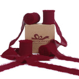 Pretty Jolly Burgundy Chiffon Ribbon for Gift Wrapping 4 Rolls 1 1/2 Inch x 5Yd Silk Ribbons Handmade Fringe Fabric Ribbon for F