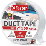 XFasten Super Strong Duct Tape, White, 2 x 50 Yards Waterproof Duct Tape for Outdoor, Indoor, School and Industrial Use