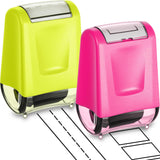 Nezyo 2 Pcs Teacher Stamps Square Grids & Dashed Lines Refillable Self Ink Writing Practice Roller Stamp for Handwriting Math Fr