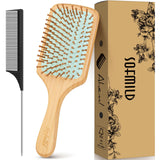 Sofmild Hair Brush-Natural Wooden Bamboo Brush-Eco Friendly Detangle Paddle Hairbrush for Women Men and Kids Massage Scalp Incre