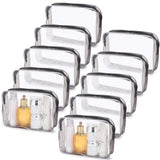 Tbestmax 10 Pack Clear Cosmetic Bags Makeup Bags Portable Waterproof TSA Approved Travel Toiletry Bags Large Organizer Matte Bla