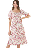 Toplot Dresses For Women Knee Length With Floral Print(Dress-5107-Red-L),Red,,B0C4DHBGWL