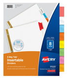 Avery 8Tab Binder Dividers, Insertable Multicolor Big Tabs, 1 Set (11123)