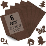 6PCS Brown Felt Fabric Sheets 9 x 12 - 1.6mm Thick Soft Felt for Craft Sewing DIY Patchwork Art Projects Decorations