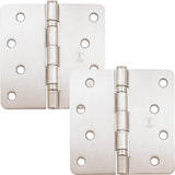 Stone Harbor Hardware 4 Ball-Bearing Door Hinges, 1/4 Radius Corner, Satin Nickel, 2-Pack