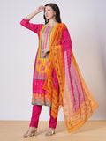 Gosriki Women'S Rayon Viscose Printed Straight Kurta With Pant & Dupatta (Shubhangi Rani-Vks01-Gs_L_Pink_Large),Pink,,B0DTK59TXV