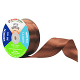 Mandala Crafts Brown Satin Ribbon for Crafts - 50 Yards 1.5 Inch Wide Fabric Ribbons for Gift Wrapping, Flower Bouquets, Hair Bo