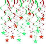 BEISHIDA Red Green Star Hanging Swirl Christmas Decorations Ceiling Hanging Party Supplies for Christmas Birthday Wedding Decora