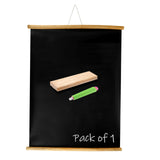 Eduway 1.5X2 Ft. (18X24 Inch) Wall Hanging Wooden Roll-Up Black Board/Chalkboard | For Home, Office, School, Kids | With 1 Premi