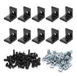 BLCCLOY 10 Sets 1 x 1 Aluminum Extrusion Profiles 10 Series L-Shape Corner Connector 1010 Bracket with T Nuts Bolts for 1 Inch x