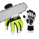Vgo... 1Pair Chainsaw Gloves, 12-Layer Chainsaw Protection on Both Hands Back, Safety leather Work Gloves, Mechanic Gloves(GA981