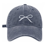 Store 2508 Embroidered Bow Baseball Cap For Women & Men, 100% Cotton Adjustable 6 Panel Casual Hat With Curved Visor For Outdoor