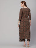 Gosriki Women'S Cotton Blend Printed Straight Kurta With Pant (Pini Black-Gs_S_Black_Small),Black,,B0CBPQB1H8