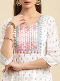 Rangita Anarkali Women'S Cotton Kurti, Off White 1, Medium