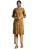 Libas Women'S Silk Printed Straight Kurta (29216 Mustard
