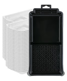 Bates- 4 Inch Paint Tray Set, 61 Pack, 1x 4 Inch Paint Roller Tray, 60x Disposable Plastic Liners, Black and White