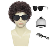 Adequate Mens Afro Wig, 70s 80s Disco Costume Wig, Retro Curly Wig for Halloween Cosplay Theme Party Daily Wear (Dark Brown)