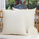 DFXSZ Outdoor Pillow Covers 16X16 Inch Set of 2 White Waffle Textured Polyester Pillow Covers Spring Summer Outdoor Waterproof D