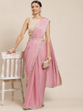 Womanista Womens Crepe Saree (Pink)