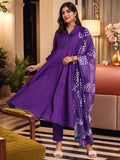 Anni Designer Women'S Rayon Viscose Solid Anarkali Kurta With Pant & Dupatta (Bhagvath Begani-Vks02_L_Begani_Large),Begani,L,,,
