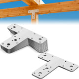 Shimeyao 12 Pcs T Post Bracket Flat Tee Mending Plate Silver Strong T Repair Straps Multiple Holes Bracket for Wood, Furniture,