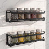 LUCYCAZ 2 Pack Wall Mounted Spice Rack with 8 Hooks, Spice Organizer Shelf for Stove Cabinet Pantry Door,Screw or Adhesive Spice