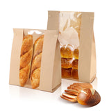Bakbania 100 Pack Paper Bread Loaf Bakery Bags with Window 13.8x8.3x3.5 Inch Kraft Sourdough Bread Baking Bags for Baked Food Pa