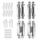 4-Pack 6 inch Hinge for Doors Invisible Hinges Concealed Hinges Zinc Alloy 180 Degree Swing Hinge 3 Way Adjustable Butt Silent D