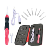 Jahyshow 9 In 1 Rechargeable Led Lighted Crochet Hooks Set With Zip Case Light Up Knitting Needles Kit (Interchangeable Heads Si