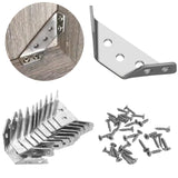 CIFOVALE Universal Stainless Steel Furniture Corner Connector with Screws, 12 Pack Corner Brace Angle Corner Bracket for Shelves