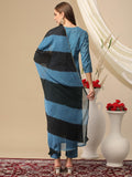 Gosriki Women'S Cotton Blend Printed Straight Kurta With Pant & Dupatta (Suhana Blue-Gs_Xl_Blue_X-Large),Blue,,B0D2NBHXWQ