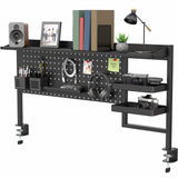 VIVO Steel Clampon 46 x 25 inch Desk Pegboard System with Storage Shelf and Accessory Trays, MultiPurpose Office Organizer, Bl