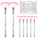 12 Pcs Fan Brushes for Facial Mask Brushes with Glitter Quicksand Handle Cosmetic Facial Fan Brushes Soft Facial Mask Brush Appl